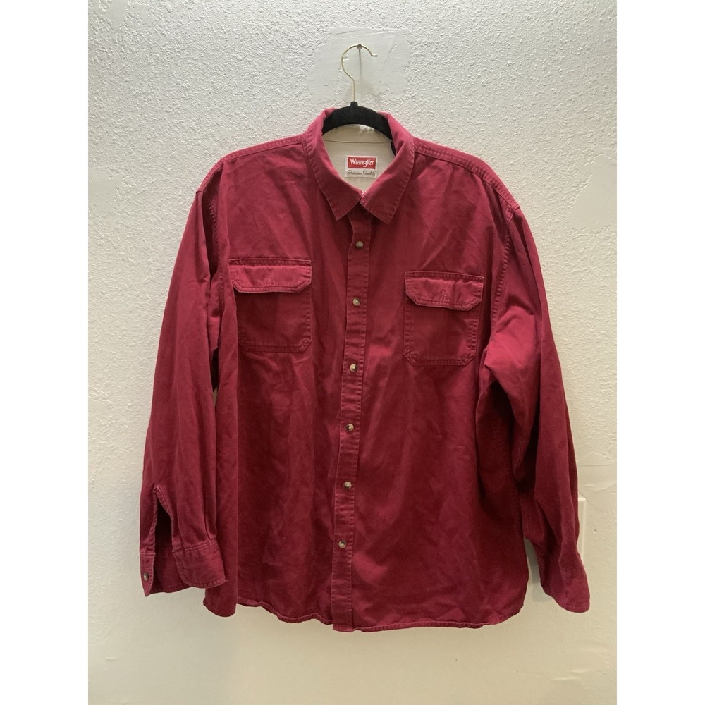 Wrangler Twill Work Shirt Mens XL Red Western‎ Gorpcore Rancher Farmer Outdoors